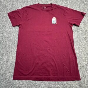 Barney Cools T-Shirt Large Burgundy‎ Graphic Wave Back Print Tee